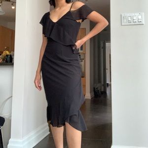 Little black dress with frilly details